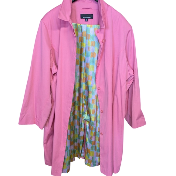 Jones New York Pink Raincoat Trenchcoat Pink Jacket Size 3X - Picture 7 of 11